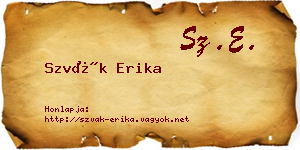 Szvák Erika névjegykártya